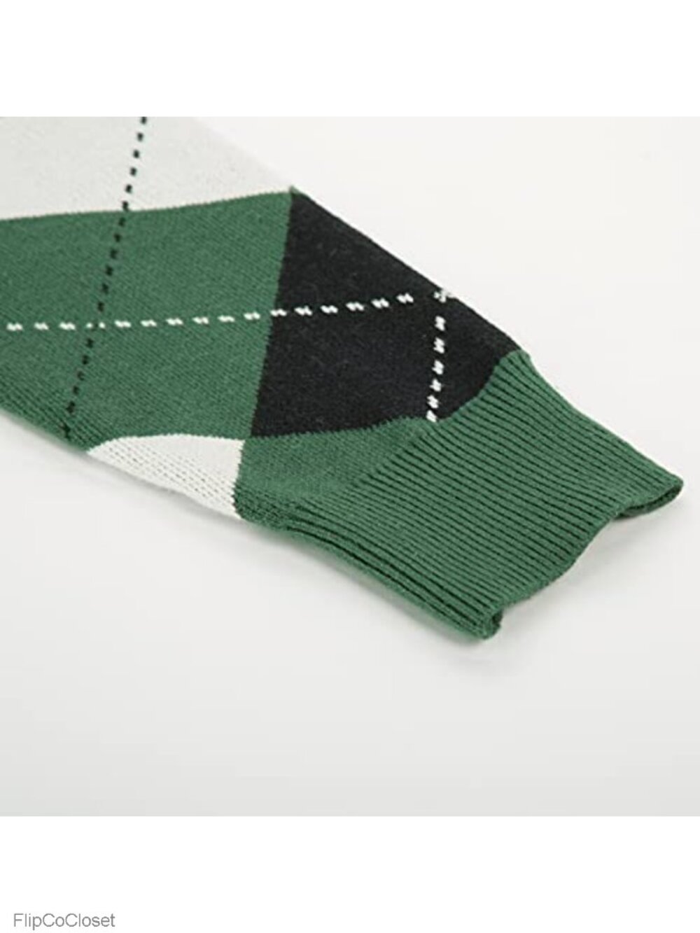 Preppy Argyle Cardigan Sweater Women V-Neck Button Down Knit - Picture 5 of 6